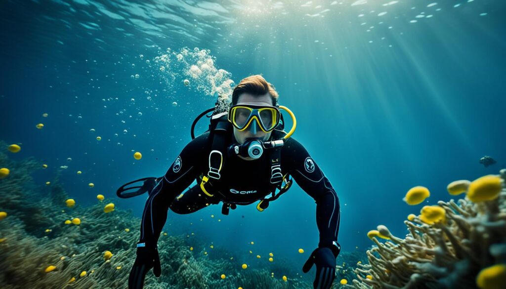 Scuba diving wetsuit image
