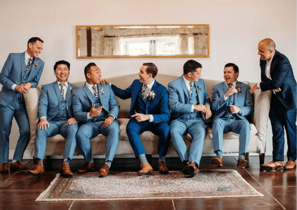 blue wedding suit