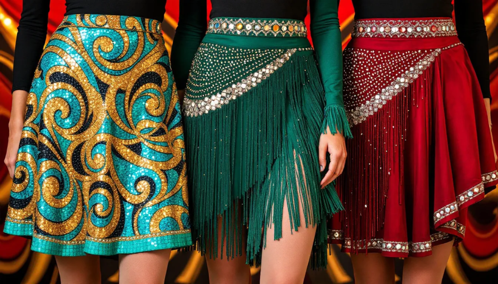 Tap skirts designed for jazz tap performances.