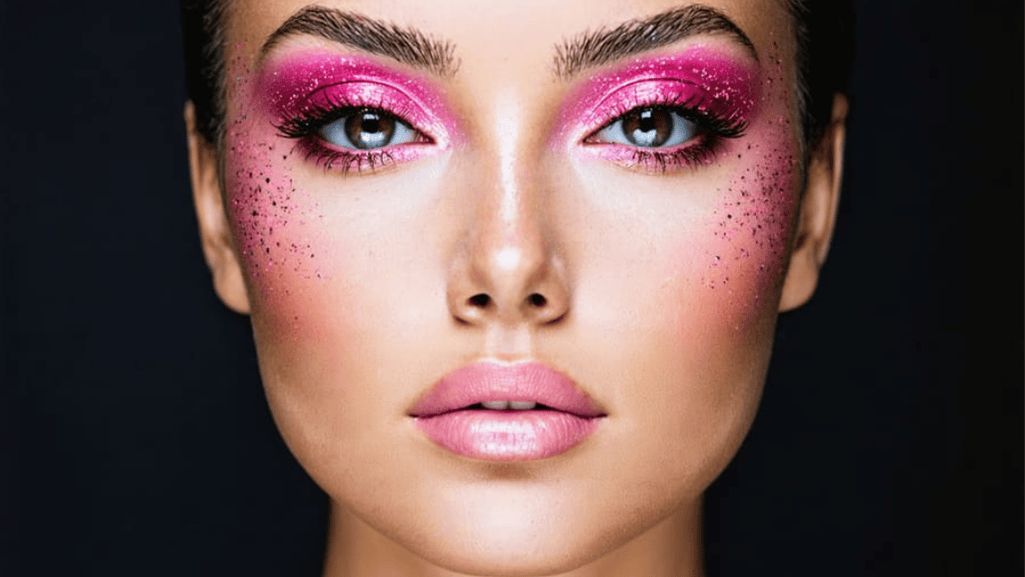 A playful display of creative glitter eye makeup looks for festive occasions.